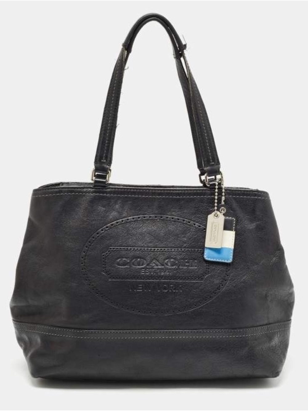 Authentic Coach Hamptons Weekend Perforated Leather Tote Bag